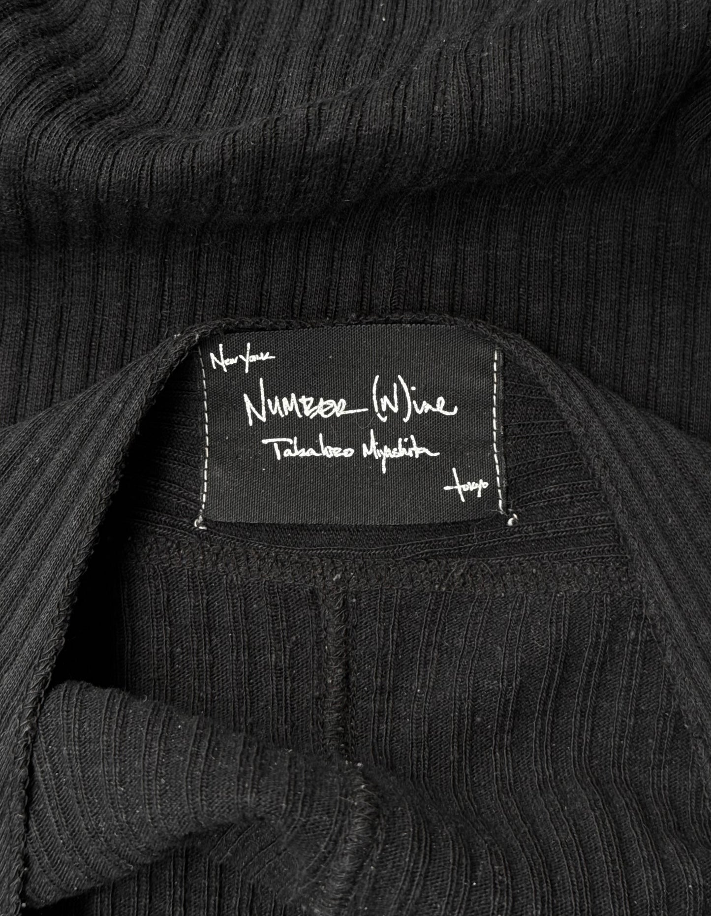 Number (N)ine AW09 Black Henley Silk-blend Long-sleeves