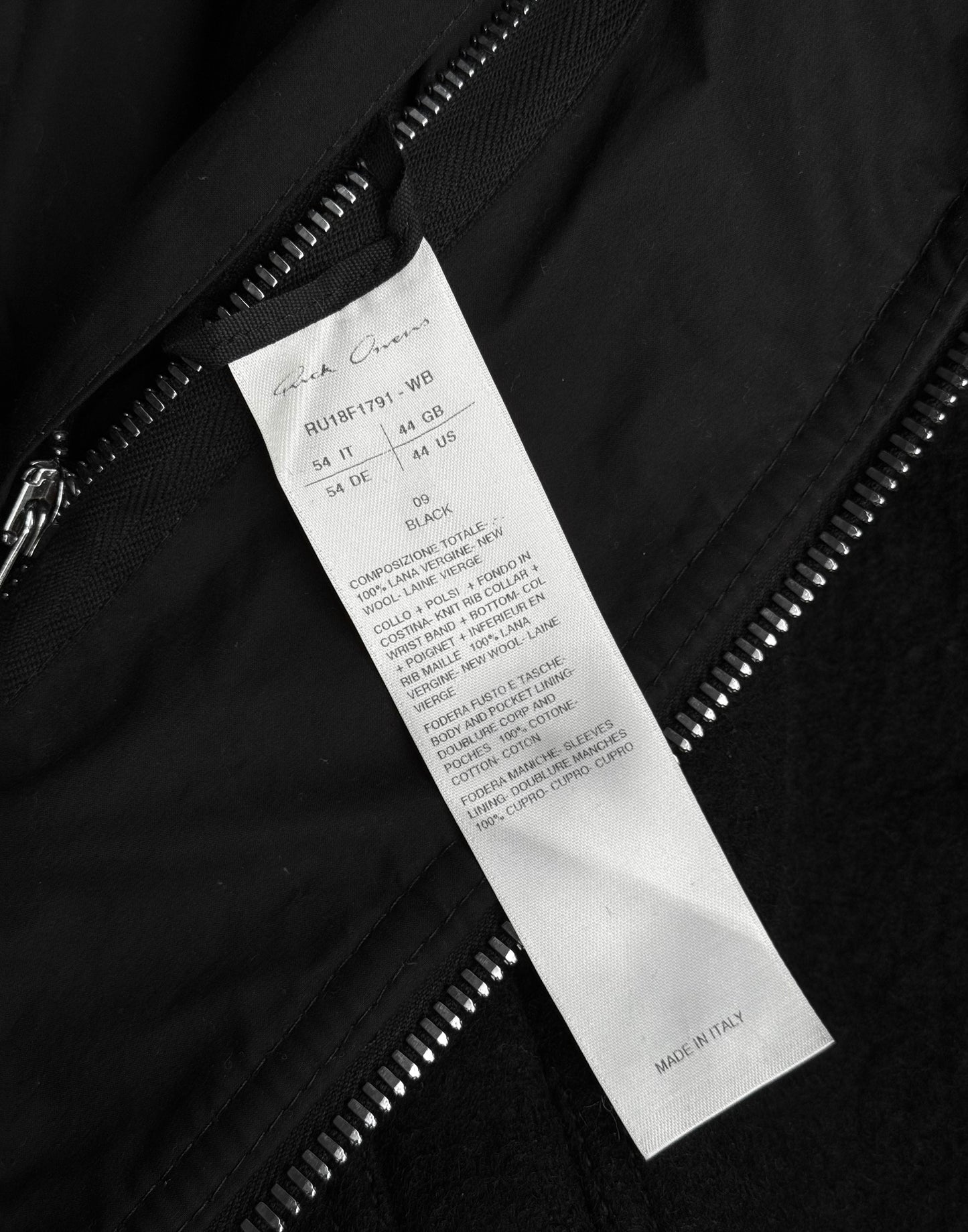Rick Owens AW18 “SISYPHUS” Boiled Wool Padded Bomber Jacket
