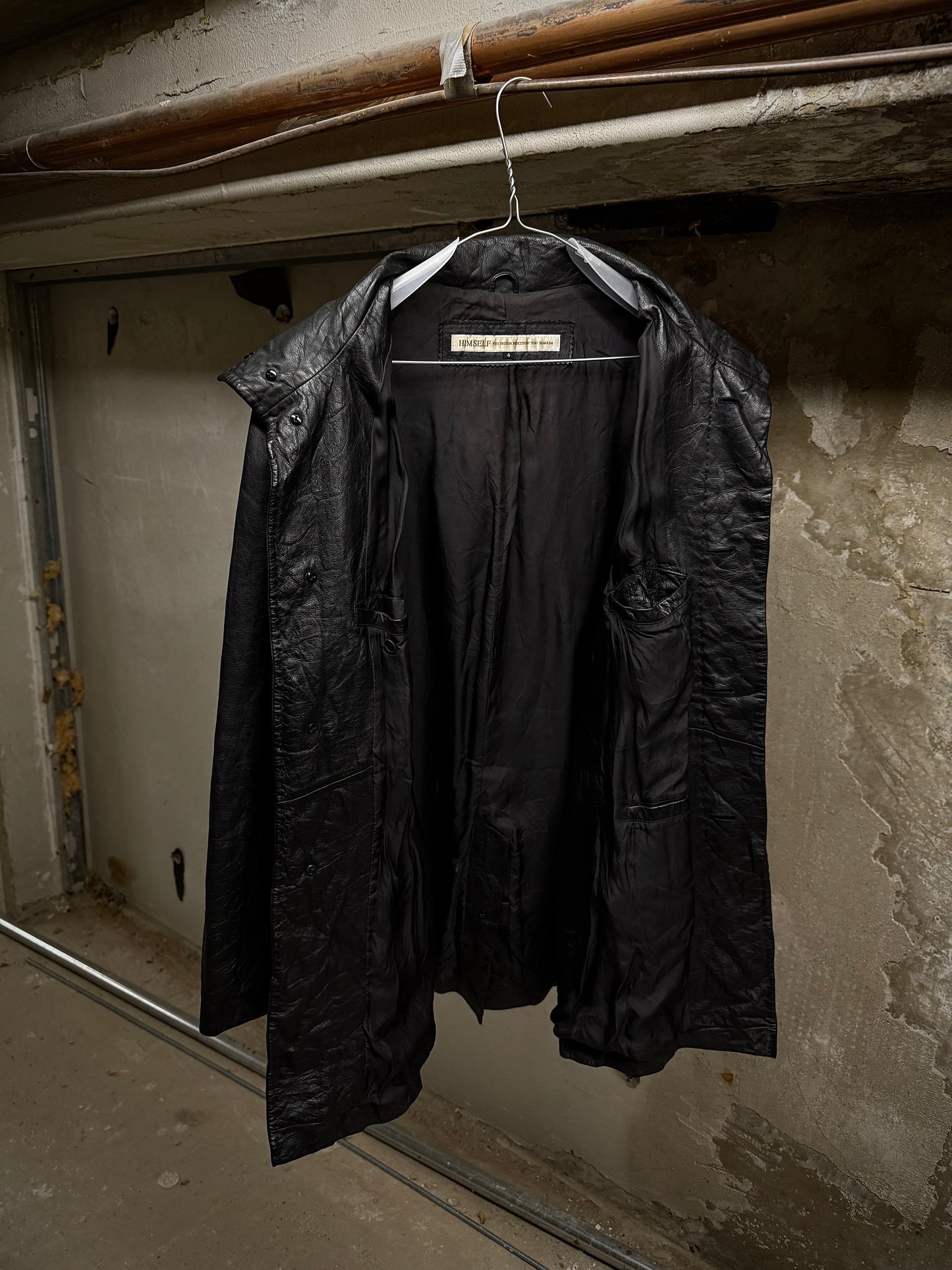 Yuji Yamada Late 90s Cow Leather High Neck Coat detail | DRIEW GARMENTS