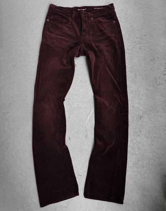 Saint Laurent Paris SS18 ‘D17’ Red Corduroy Bootcut Flare Pants