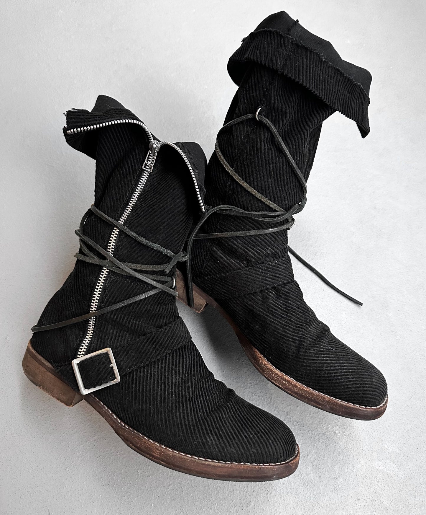 UNDERCOVER AW05 “Arts & Crafts” Corduroy Drawstring Boots