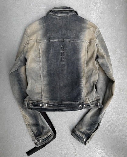 Rick Owens DRKSHDW SS23 "EDFU" MINERAL PEARL DEGRADE Cropped Denim Jacket