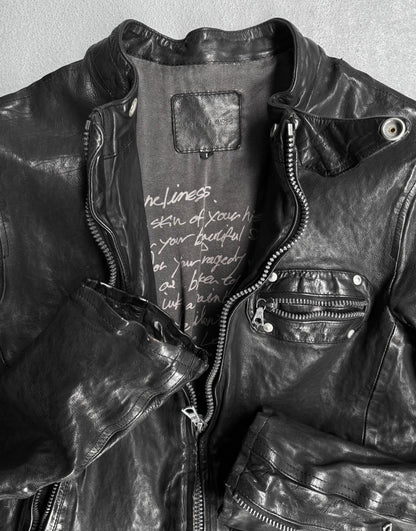 Isamu Katayama “BACKLASH” AW12 Distressed Calfskin Leather Rider Jacket