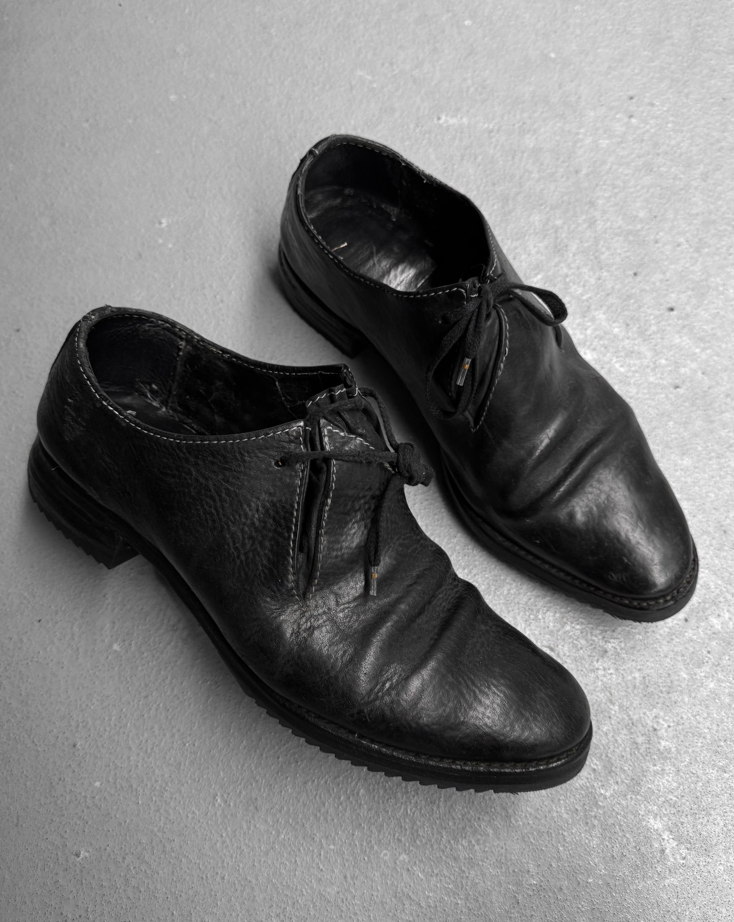 Carol Christian Poell ‘AM/2527 ROOM-PTC’ Black Object-dyed Kangaroo Leather One Fold Derbies