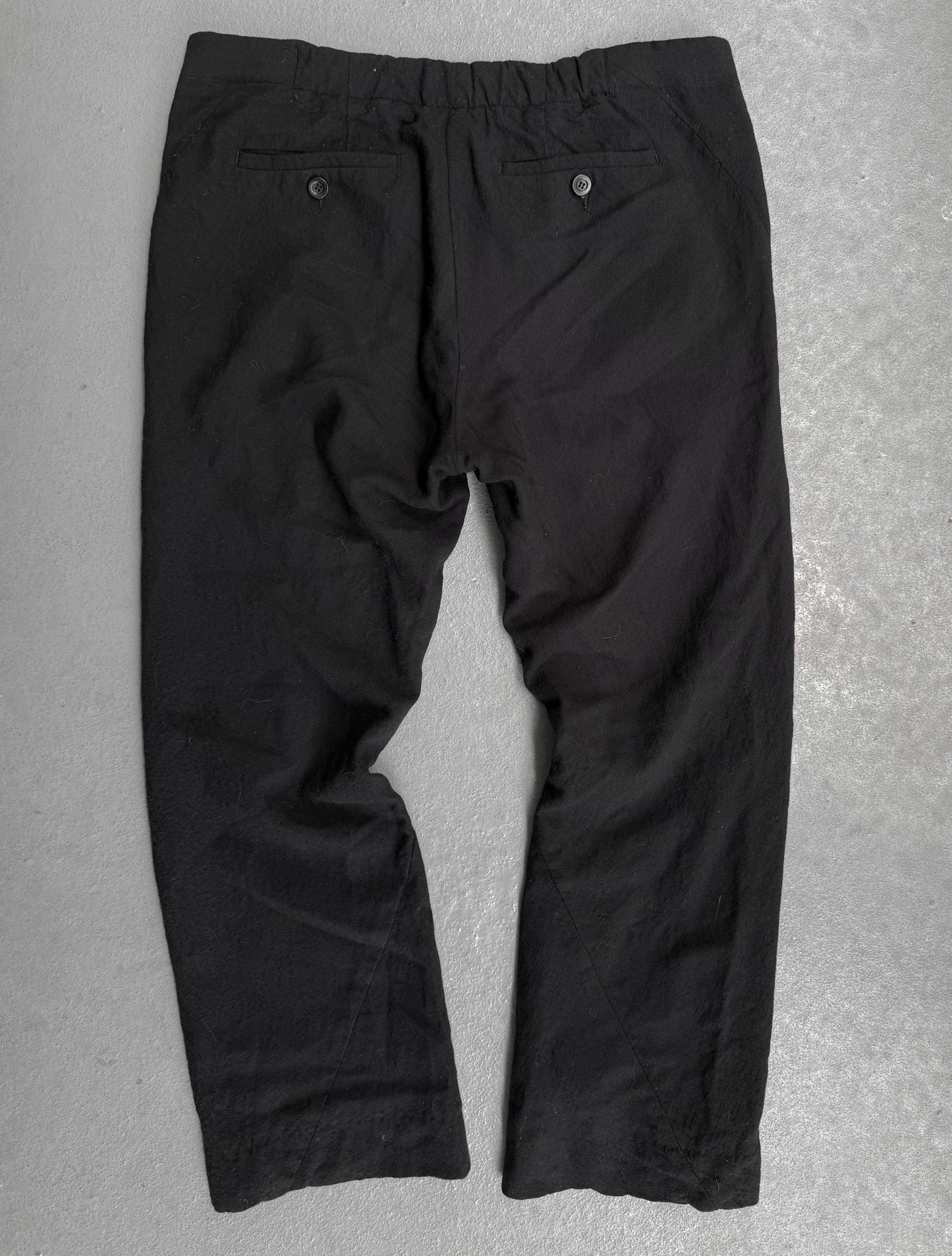 Rick Owens AW08 "STAG" Twisted Seam Frayed Hem Flare Wool Trousers