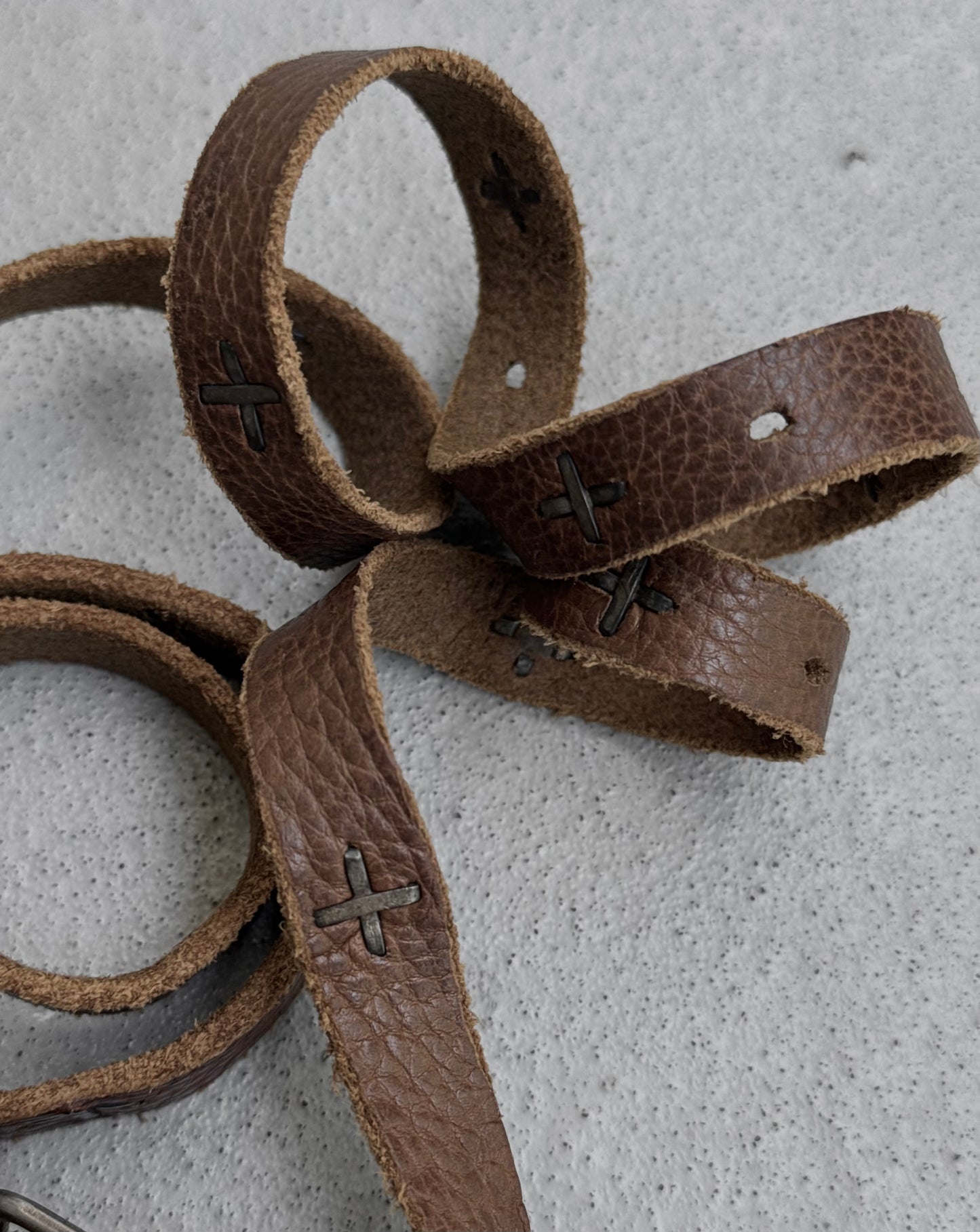 m.a+ by Maurizio Amadei 'ES21A' BI 3.0 S-Buckle Cross Studded Skinny Leather Belt