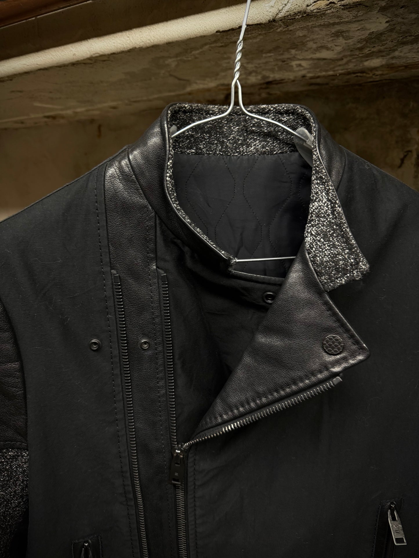 Balenciaga by Nicolas Ghesquière AW2012 Buffalo Leather Hybrid Rider Jacket detail | DRIEW GARMENTS