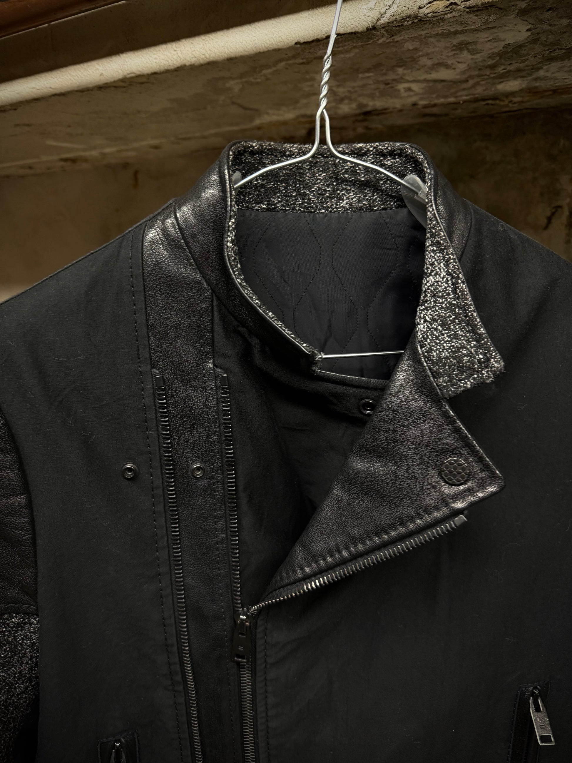 Balenciaga by Nicolas Ghesquière AW2012 Buffalo Leather Hybrid Rider Jacket detail | DRIEW GARMENTS
