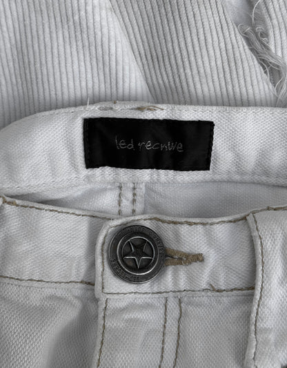 LED RECHWE Early 00s Ivory Hybrid Corduroy Bell-Bottom Denim