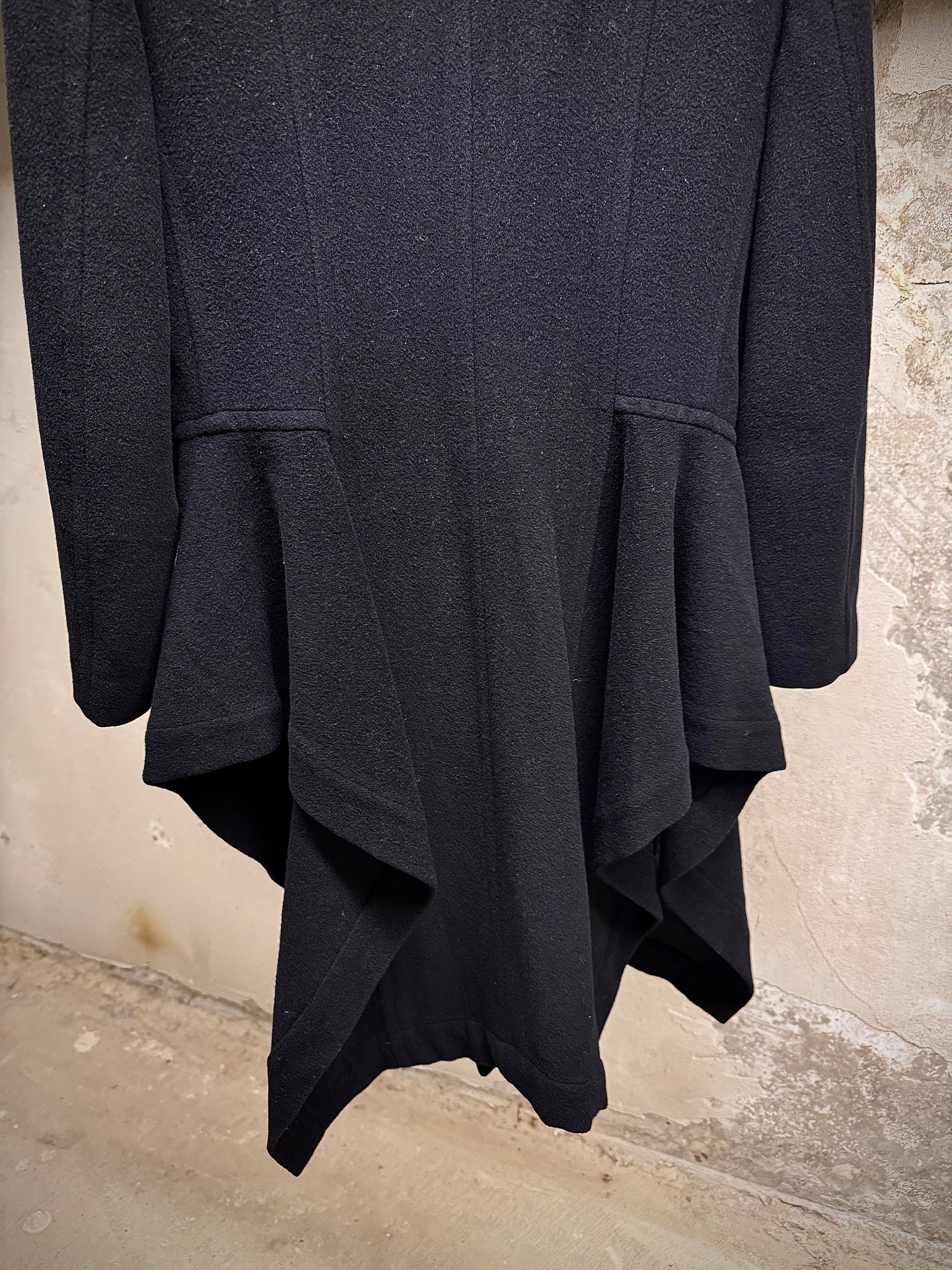 COMME des GARÇONS Late 80s Asymmetric Wool Victorian Tailcoat detail | DRIEW GARMENTS