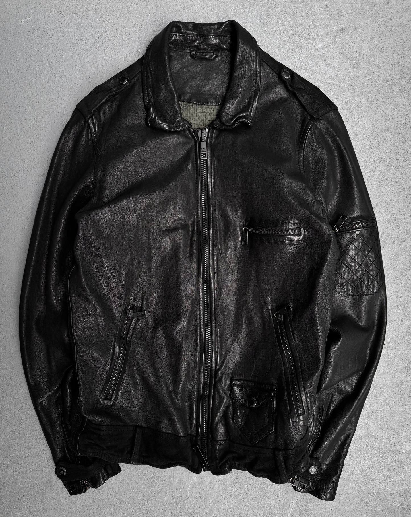 Giorgio Brato Early 00s Sheepskin Leather Multi-pockets Rider Jacket