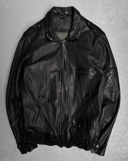 Giorgio Brato Early 00s Sheepskin Leather Multi-pockets Rider Jacket