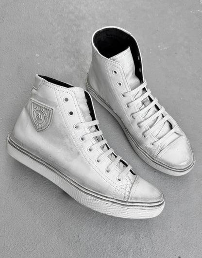 Saint Laurent Paris SS19 Bedford Distressed High Top Leather Sneakers