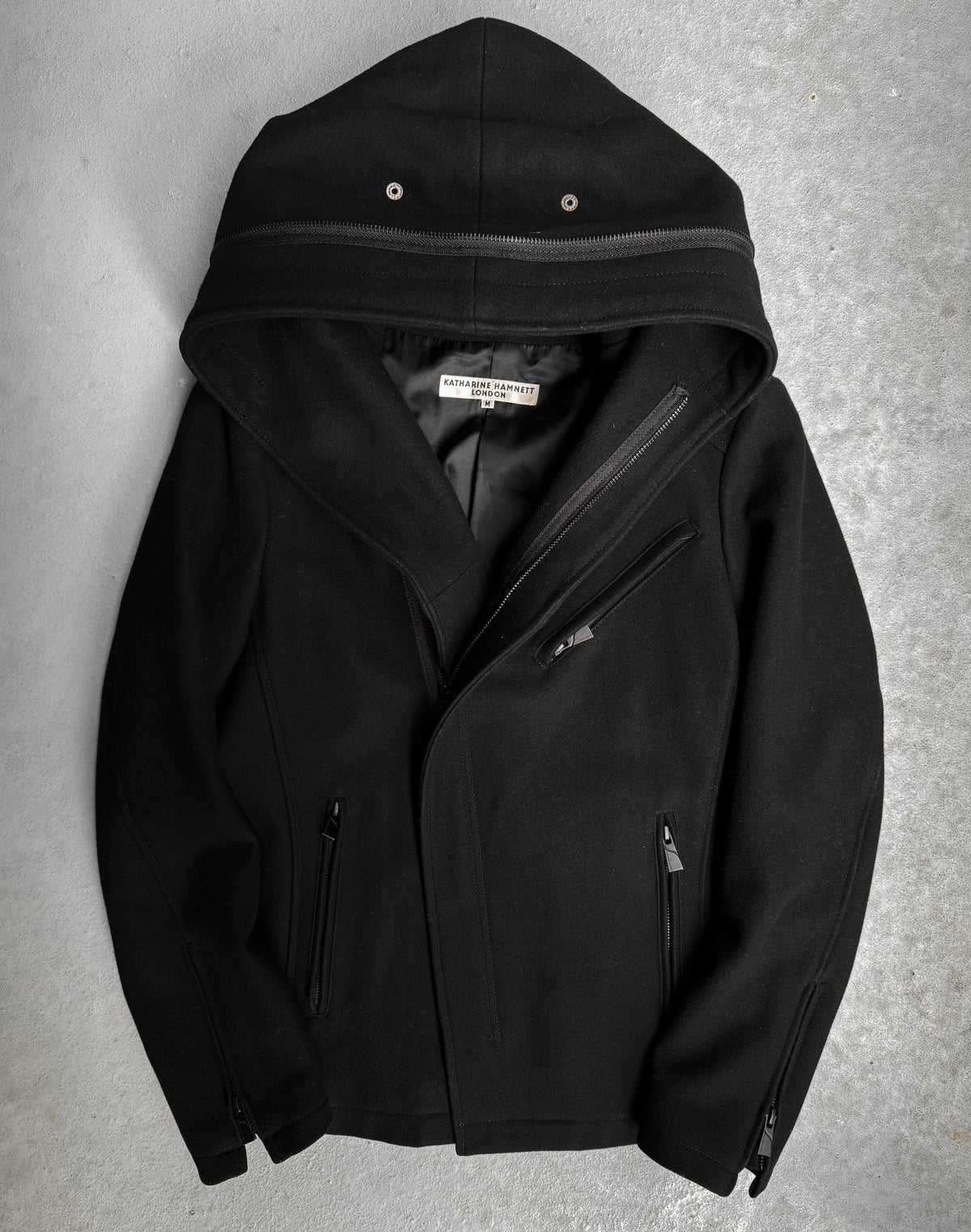 Katharine Hamnett Alien Hood Wool Rider Jacket | Y2K – DRIEW