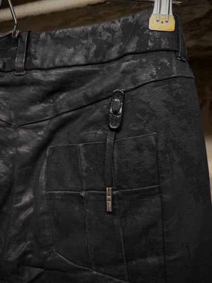 Boris Bidjan Saberi SS16 'WP2 F1405K' Black Object-Dyed Vinyl Processed Skinny Stretch Denim