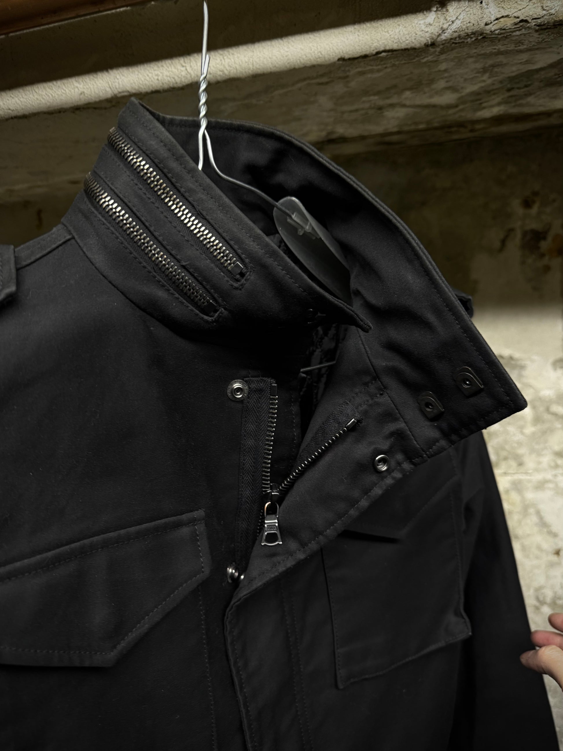 LITHIUM HOMME 2010s Black Cotton Gabardine Field Jacket detail | DRIEW GARMENTS