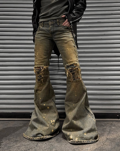 IfSixWasNine Early 00s ‘NO. MUDMAX/SBB 351 DK’ Bell-Bottom Denim