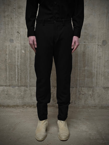 Attachment by Kazuyuki Kumagai Black Wool Linen Classic Dress Pants detail | DRIEW GARMENTS