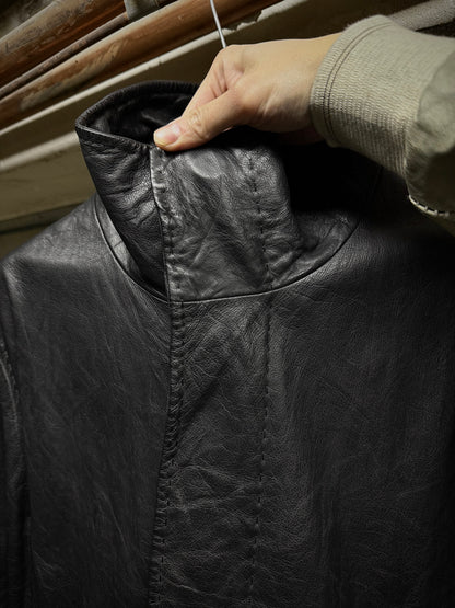 Yuji Yamada Late 90s Cow Leather High Neck Coat detail | DRIEW GARMENTS