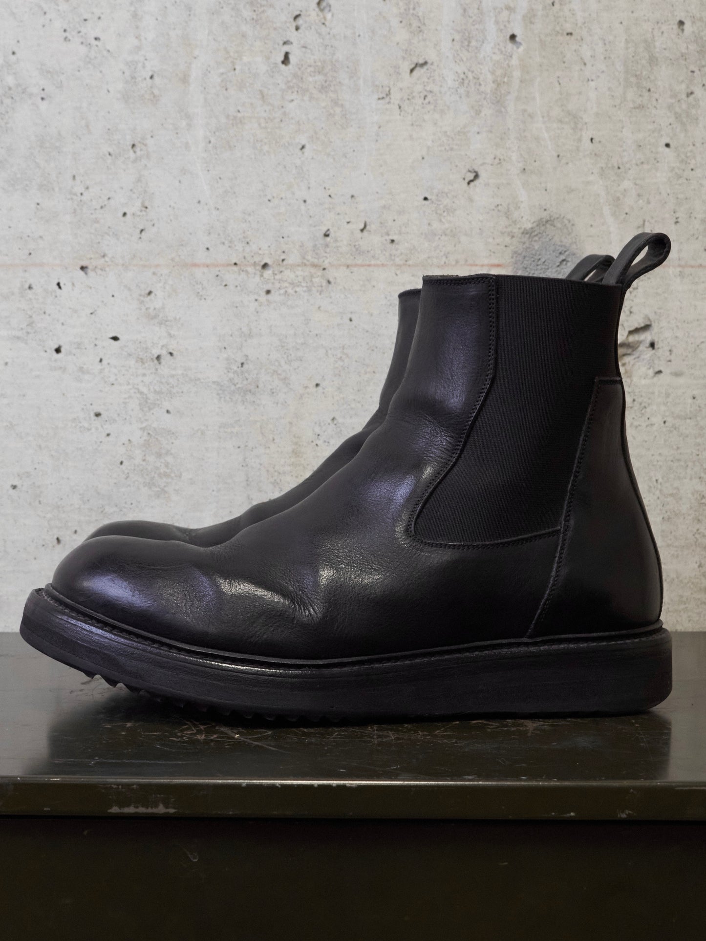 Rick Owens AW20 "PERFORMA" Calf Leather Elastic Creeper Chelsea Boots
