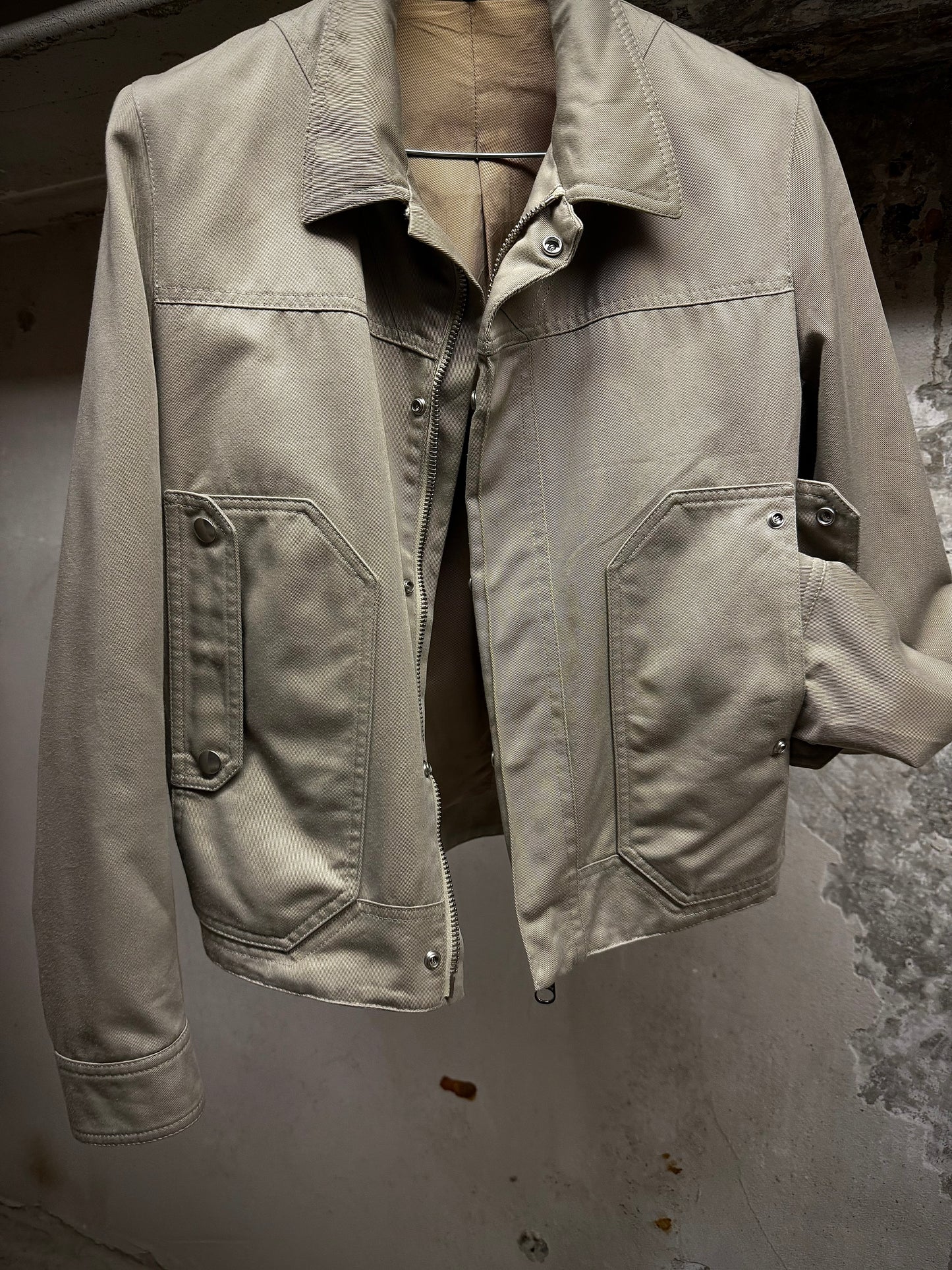 DIOR HOMME by Kris Van Assche SS08 Beige Cropped Utility Jacket detail | DRIEW GARMENTS
