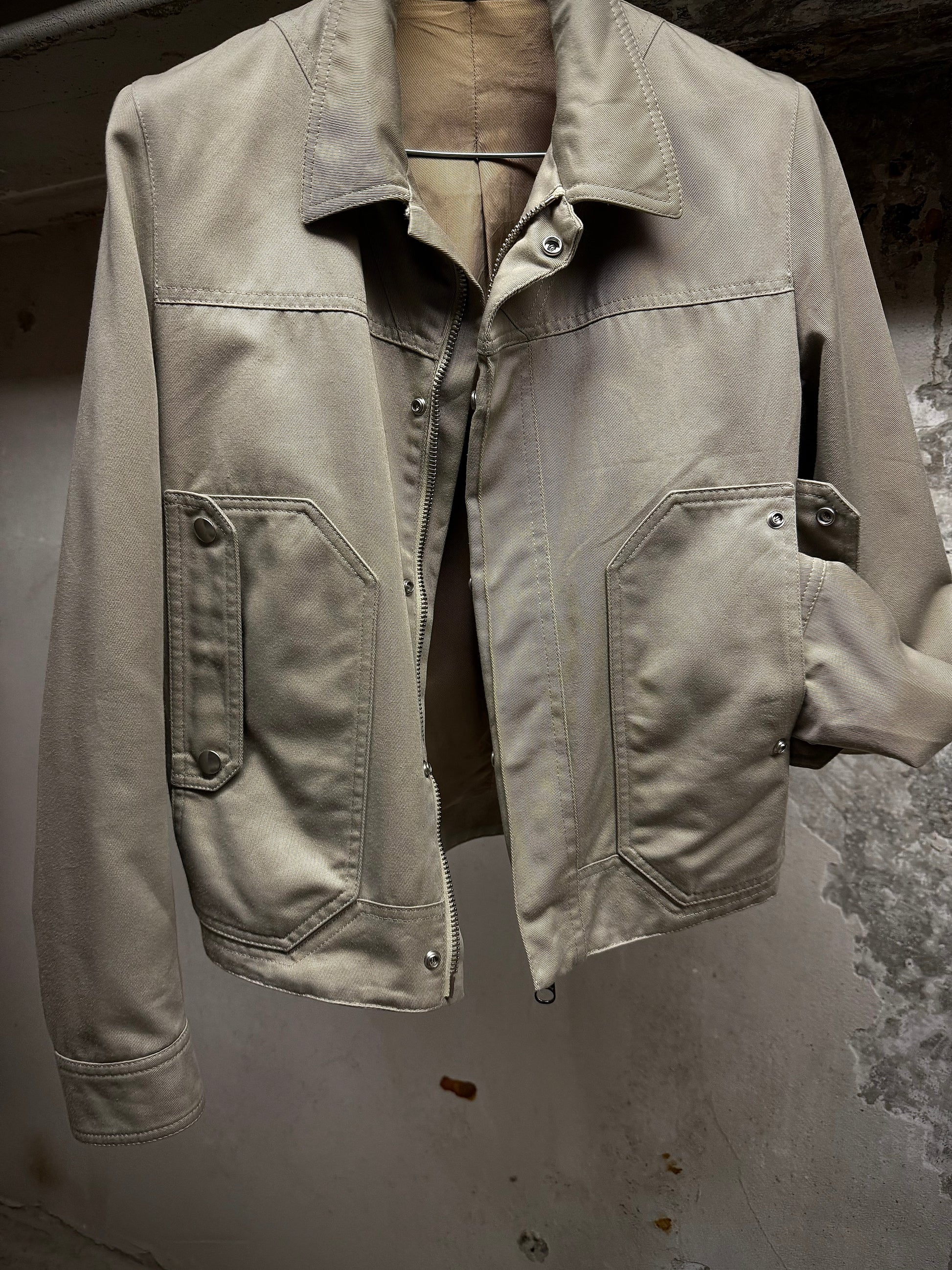 DIOR HOMME by Kris Van Assche SS08 Beige Cropped Utility Jacket detail | DRIEW GARMENTS