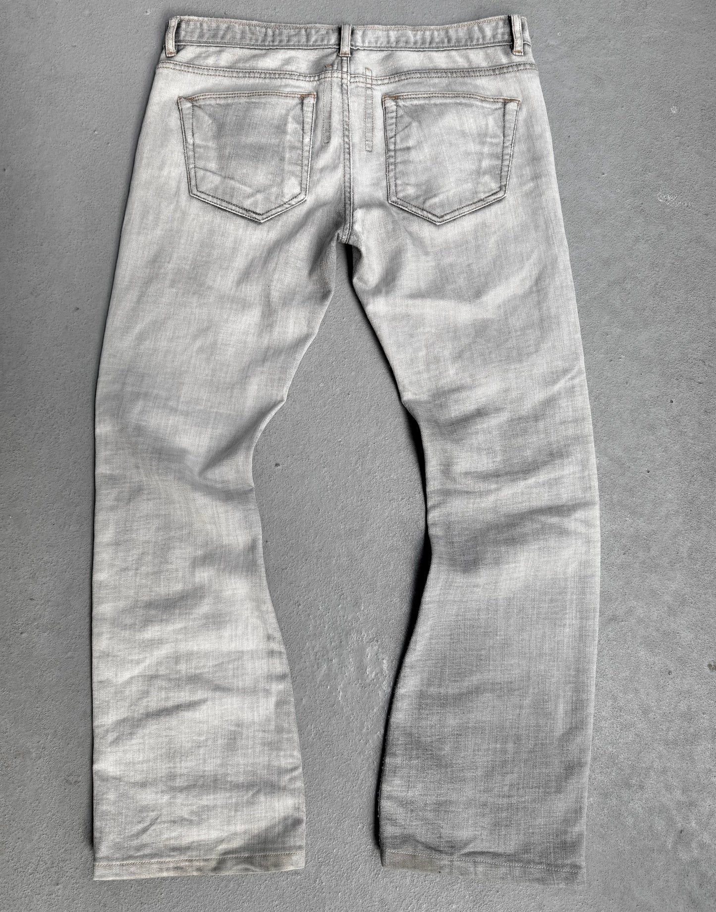 Rick Owens DRKSHDW AW06 “DUSTULATOR” Pearl ‘Bias’ Flare Bootcut Denim