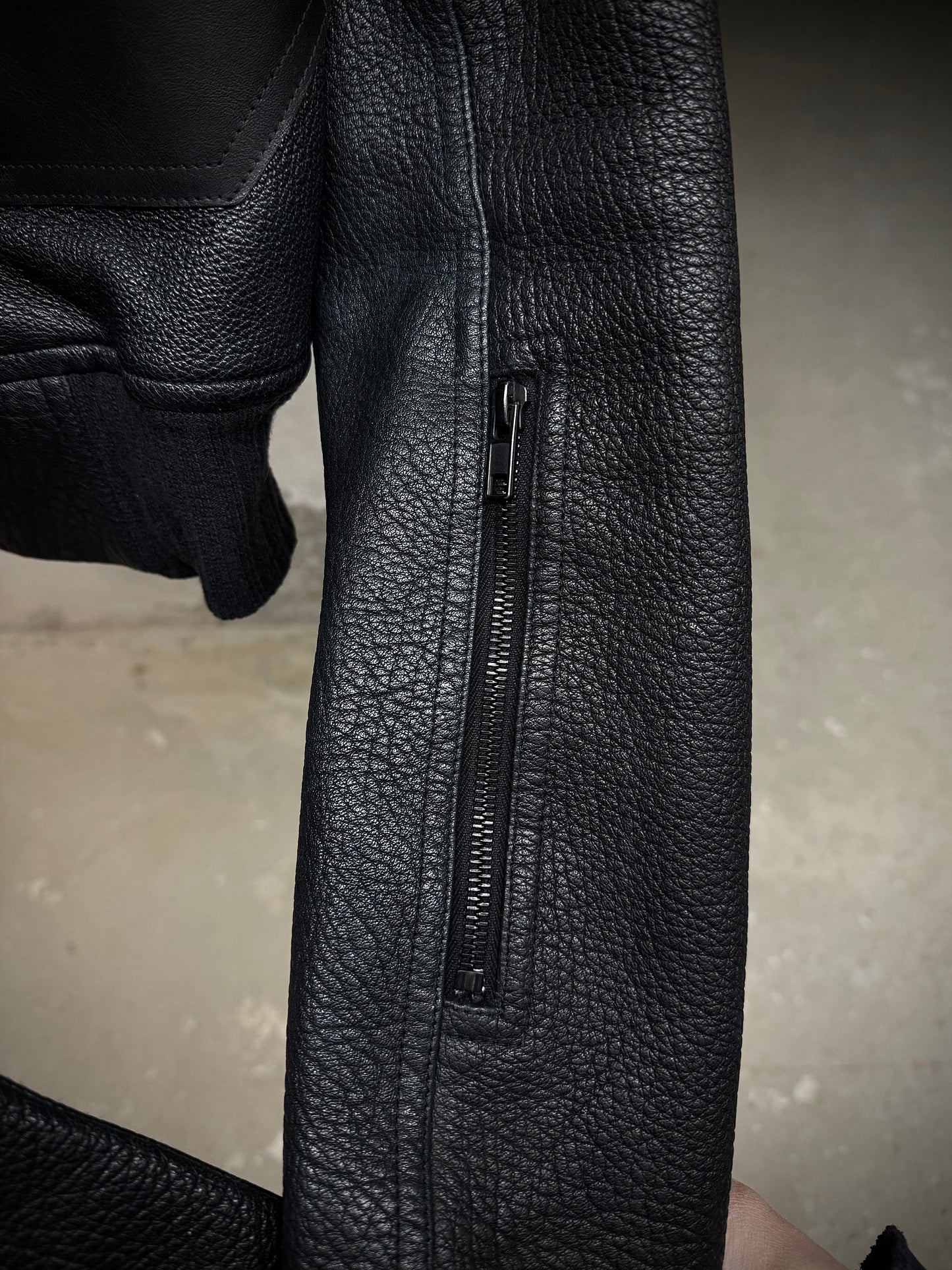 Rick Owens AW16 "MASTODON" Glitter Trench Cropped Ram Leather Jacket detail | DRIEW GARMENTS