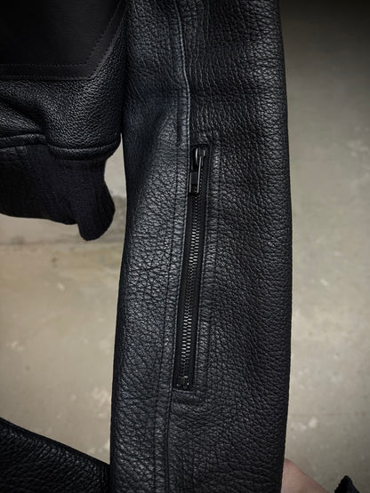 Rick Owens AW16 "MASTODON" Glitter Trench Cropped Ram Leather Jacket detail | DRIEW GARMENTS