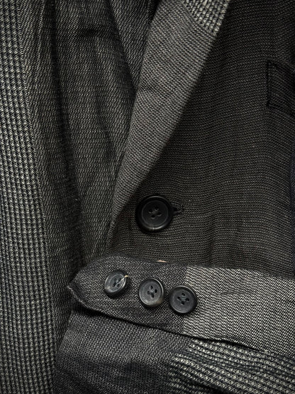 Yohji Yamamoto *SAMPLE* Yohji Yamamoto POUR HOMME BLACK Scandal SS20 Linen Ramie Doctor Coat detail | DRIEW GARMENTS
