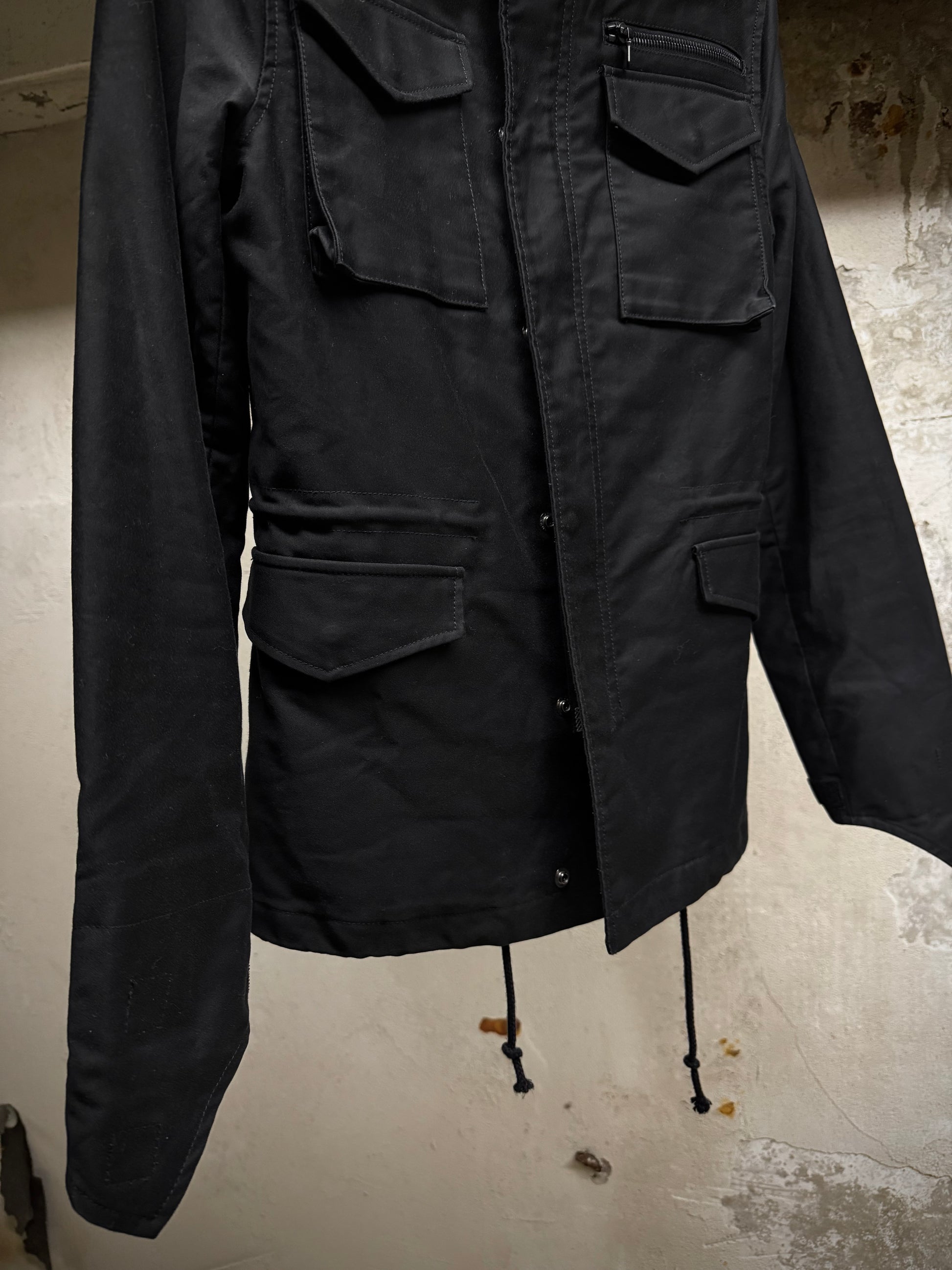 LITHIUM HOMME 2010s Black Cotton Gabardine Field Jacket detail | DRIEW GARMENTS