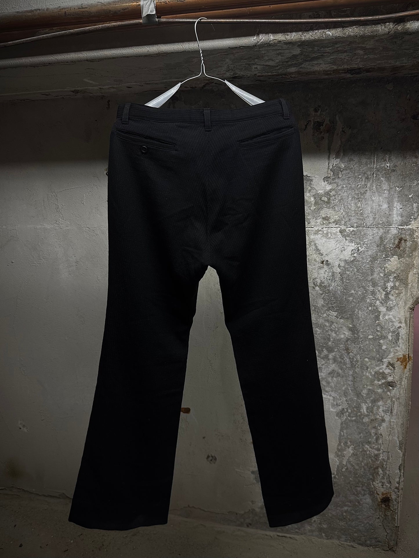 Masaki Matsushima Masakï Mastsushïma HOMME 90s Striped Wool Flare Pants detail | DRIEW GARMENTS
