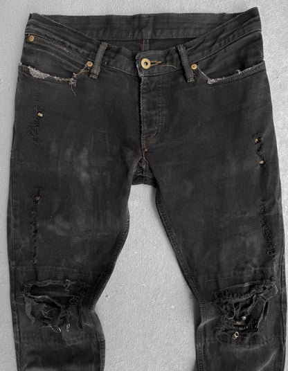 IfSixWasNine Early 00s 'NO. MUD MAX/SBCM 0305ADK' Distressed Flared Denim