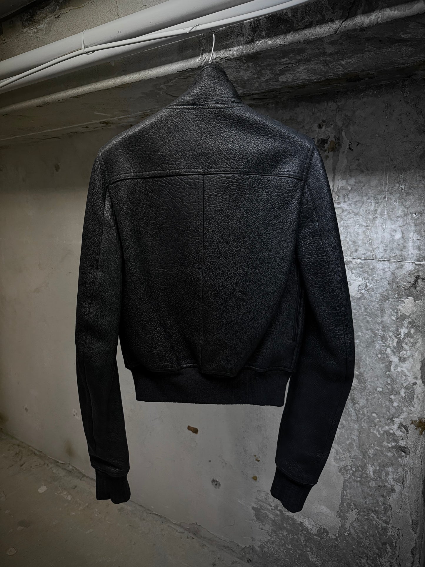 Rick Owens AW16 "MASTODON" Glitter Trench Cropped Ram Leather Jacket