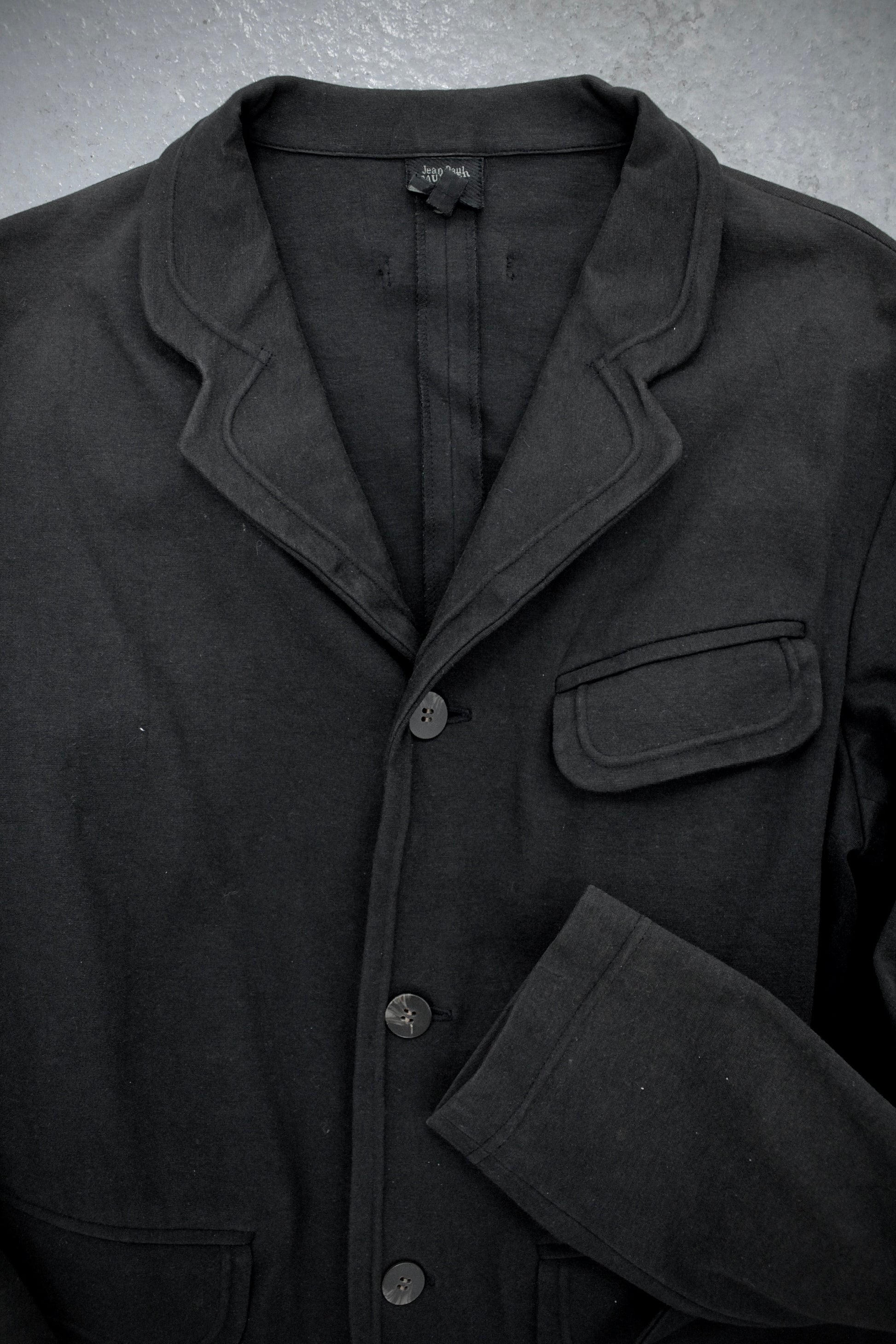 Jean Paul Gaultier Jean-Paul GAULTIER HOMME 90s Charcoal Grey Unlined Work Blazer detail | DRIEW GARMENTS