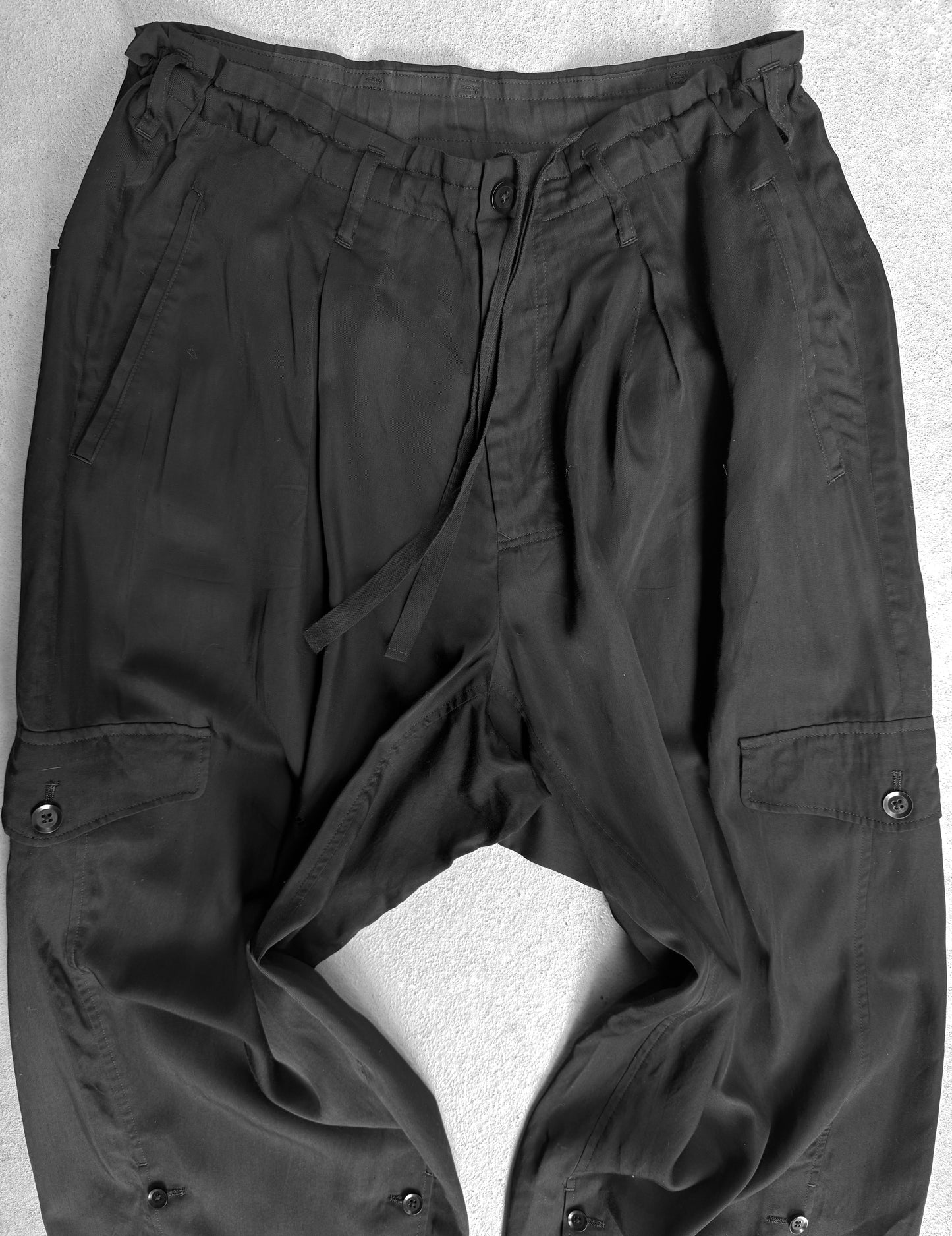 Yohji Yamamoto POUR HOMME SS20 Pleated Drop-crotch Button Hem Cargo Pants