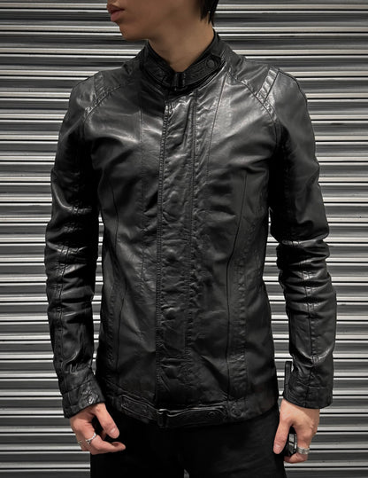 Julius_7 SS08 “Insanity In Industrial Inc.” Raglan Cow Leather Rider Jacket