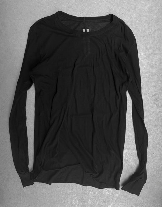 Rick Owens AW25 “CONCORDIANS” Black Sheer Raw Hem Long-sleeves