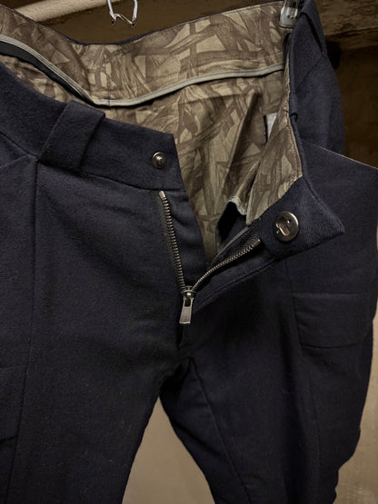 DEVOA DEOVA 2010s Dark Navy Wool J-cut Cargos Pants detail | DRIEW GARMENTS