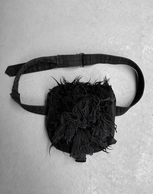 Christopher Nemeth Early 00s Black Cotton Fur Patches Side/Waist-bag