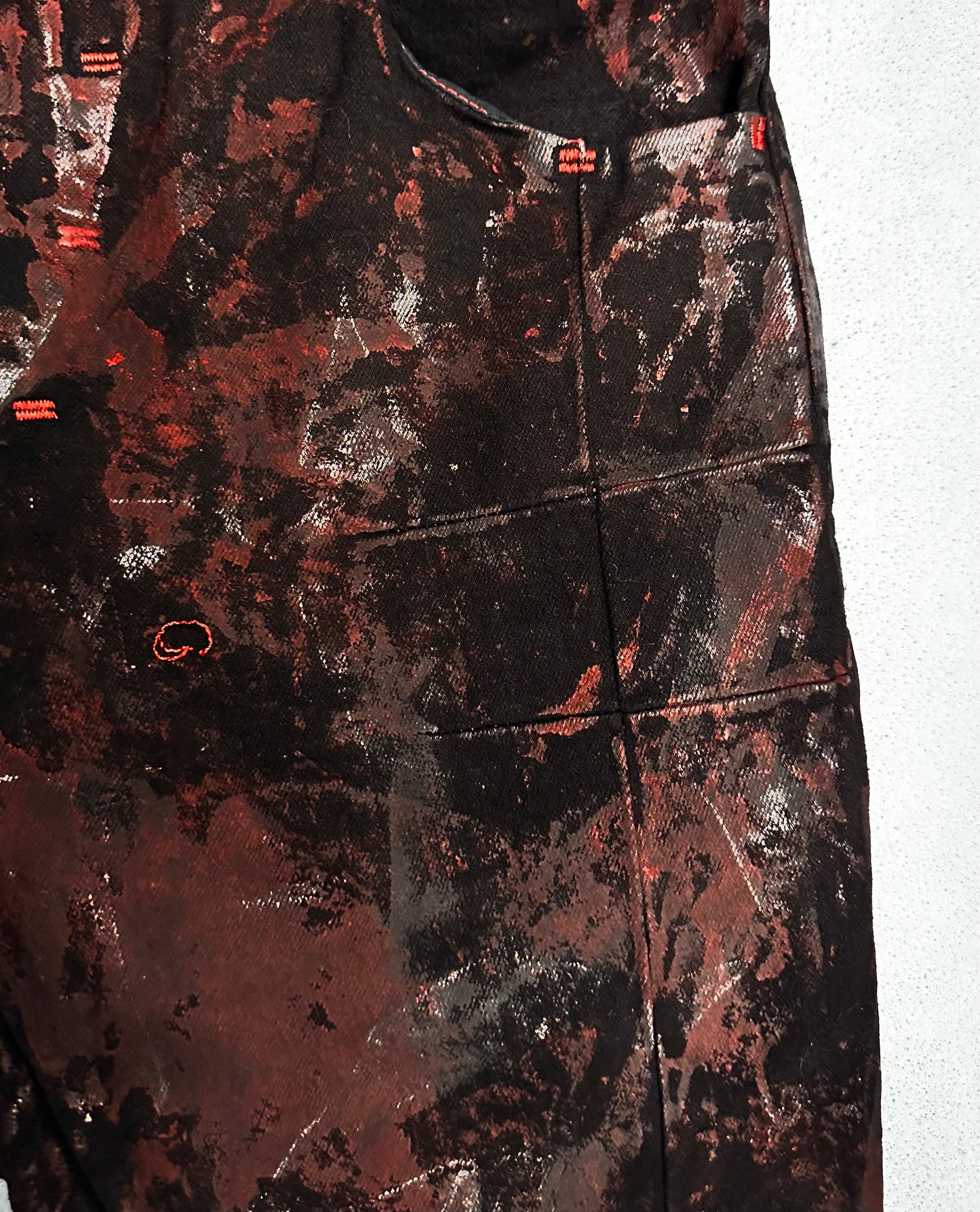 Boris Bidjan Saberi AW15-16 P13-RF ‘Bloor Red’ Object Dyed J-cut Vinyl Coating Denim