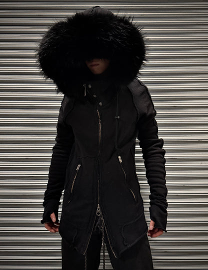 L.G.B Early 00s Raccoon Fur Bono Zip-up Hoodie