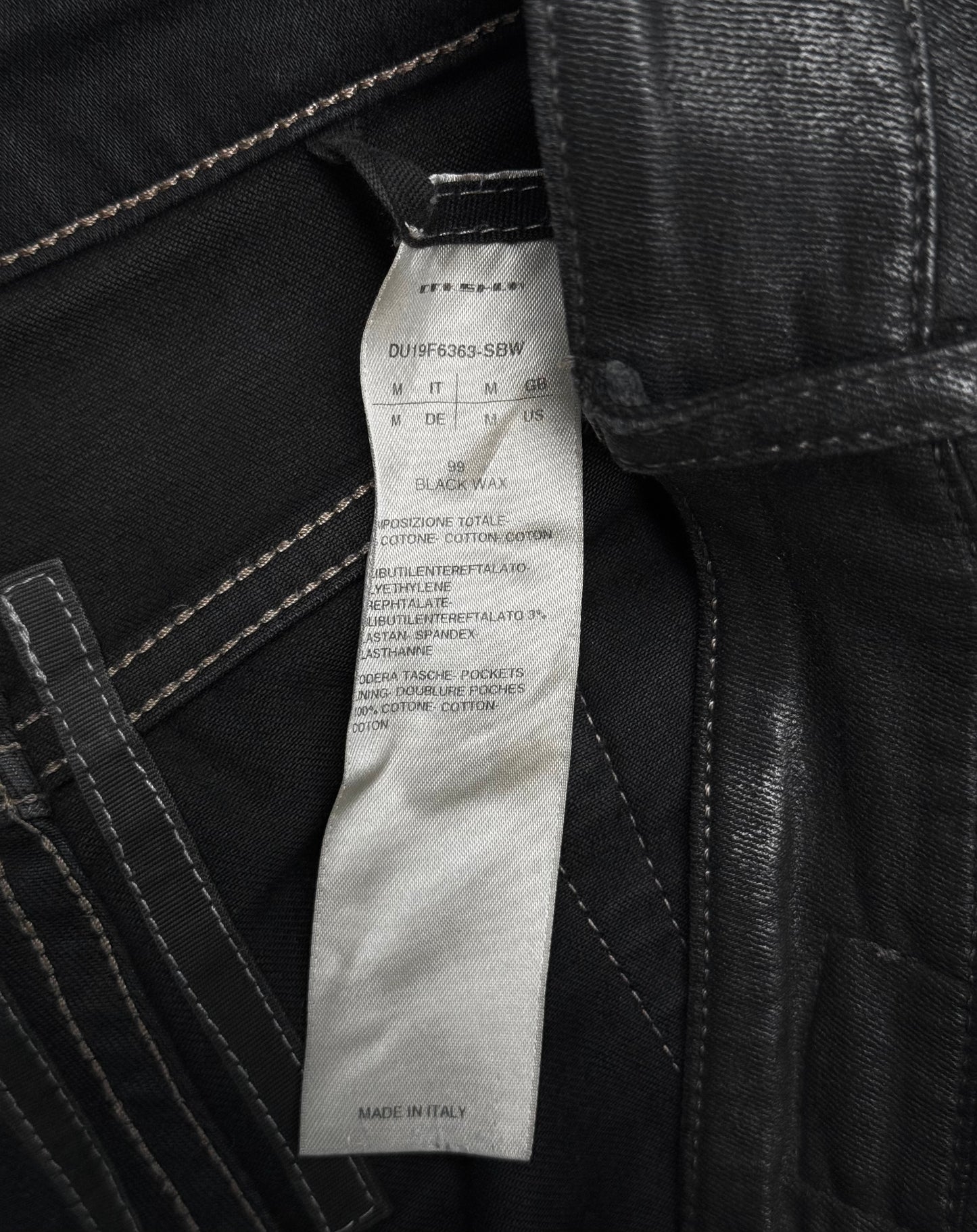 Rick Owens AW19 "LARRY" Waxed Nagakin Skinny Denim