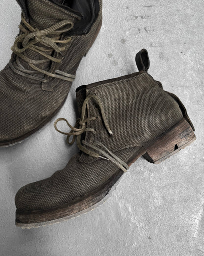 Boris Bidjan Saberi AW22 Object-dyed Canvas ‘BOOT4’ Ankle Hiking Boots