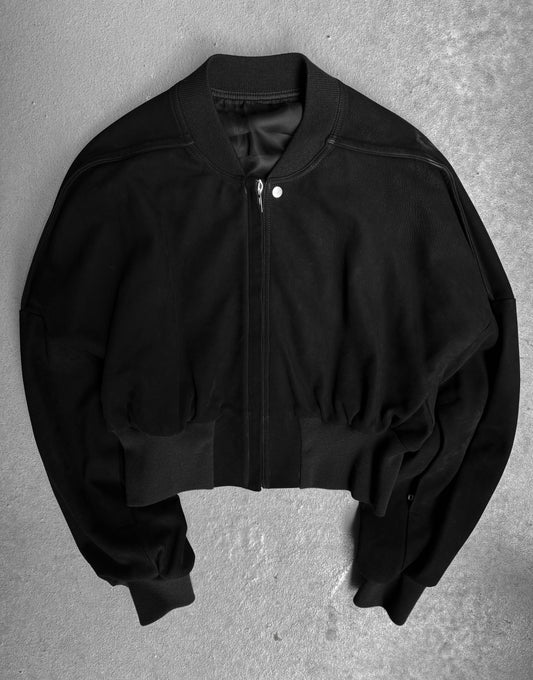 Rick Owens SS24 “LIDO” Nubuck Leather Cropped Flight Bomber Jacket