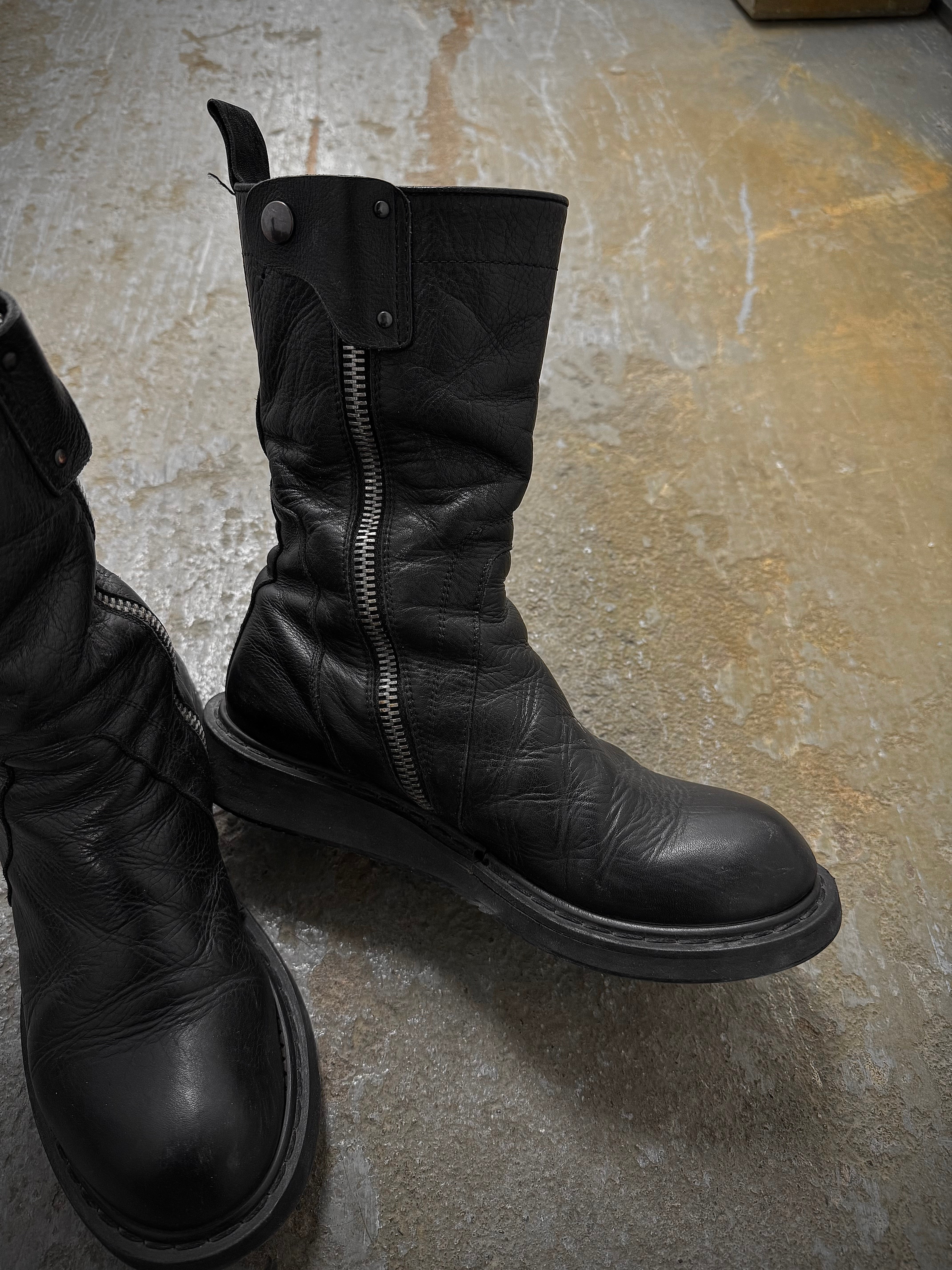 Rick Owens AW09 Side Zip Calf Leather Creeper Boots | DRIEW