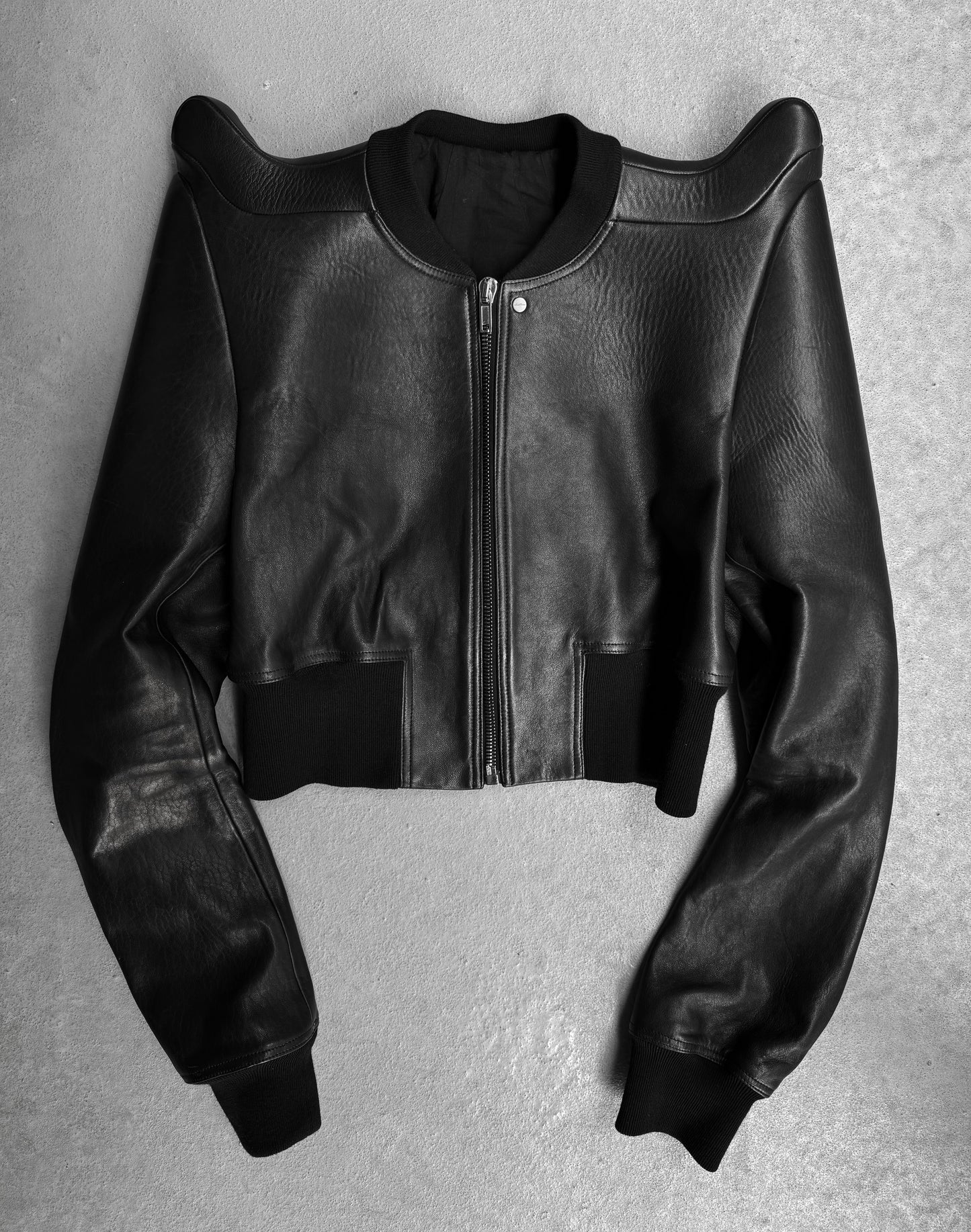 Rick Owens SS23 “EDFU” Tec Shoulder Lambskin Leather Bomber Jacket