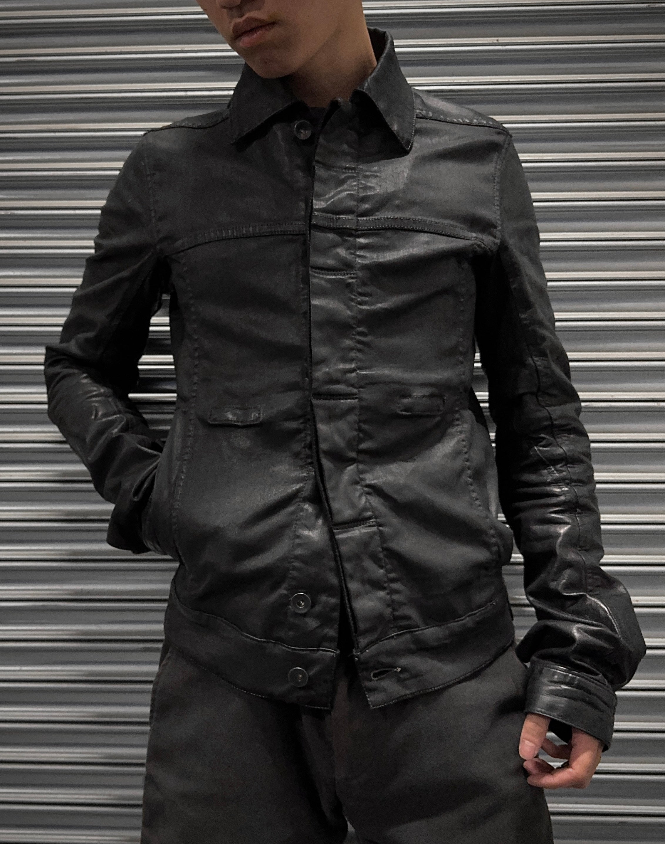 Rick Owens DRKSHDW SS12 Leather Sleeve Worker Jacket XS – DRIEW