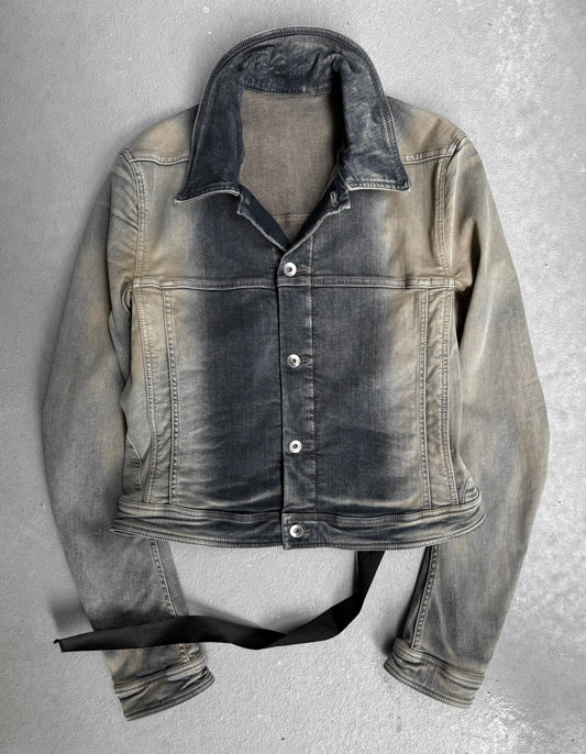 Rick Owens DRKSHDW SS23 "EDFU" MINERAL PEARL DEGRADE Cropped Denim Jacket