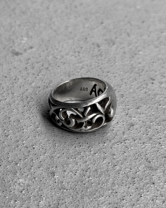 A&G Rock N’ Roll Couture Early 00s Baroque Dome Silver Ring